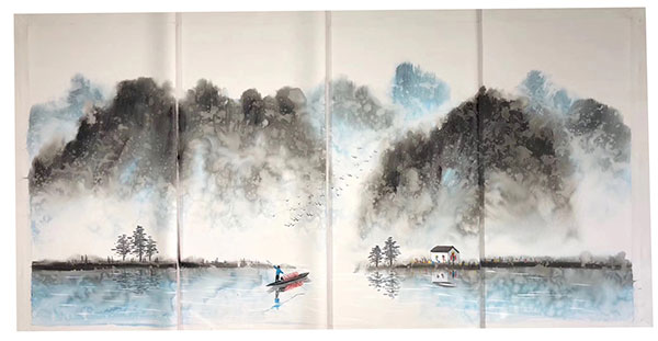 Compatible Landschaft JAHRRIESNGE  for boat-in-lake-lpg1397 