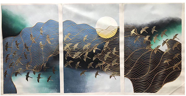 Compatible Landschaft JAHRRIESNGE  for birds-flying-lpg1402 