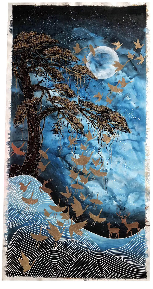 Compatible Landschaft JAHRRIESNGE  for birds-moon-lpg1496 